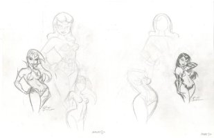 Double sided sketches of Nosferetta Comic Art